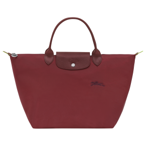 Le Pliage Green M Handbag / Pomegranate - Recycled canvas