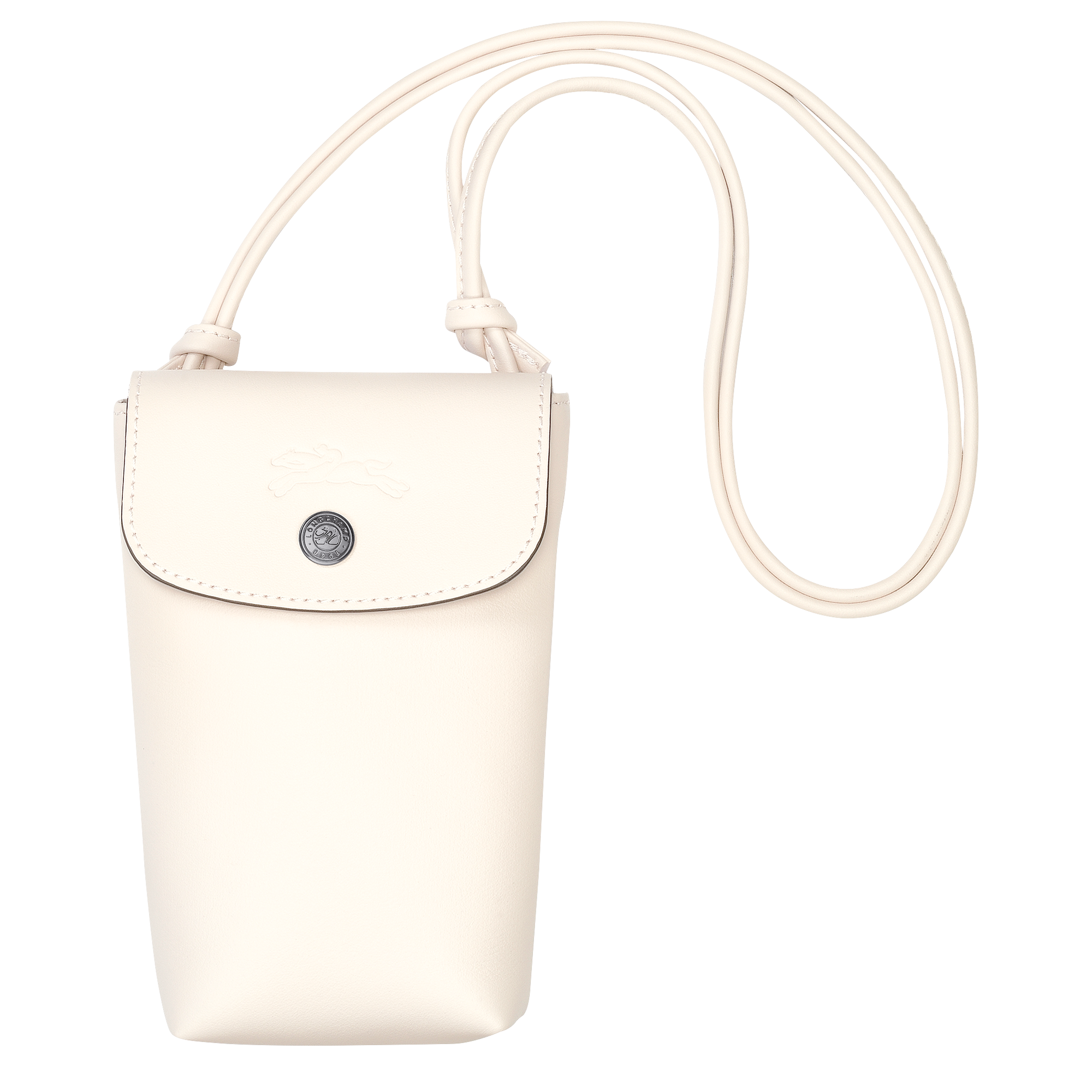 Le Pliage Xtra Phone case with leather lace / Ecru - Leather