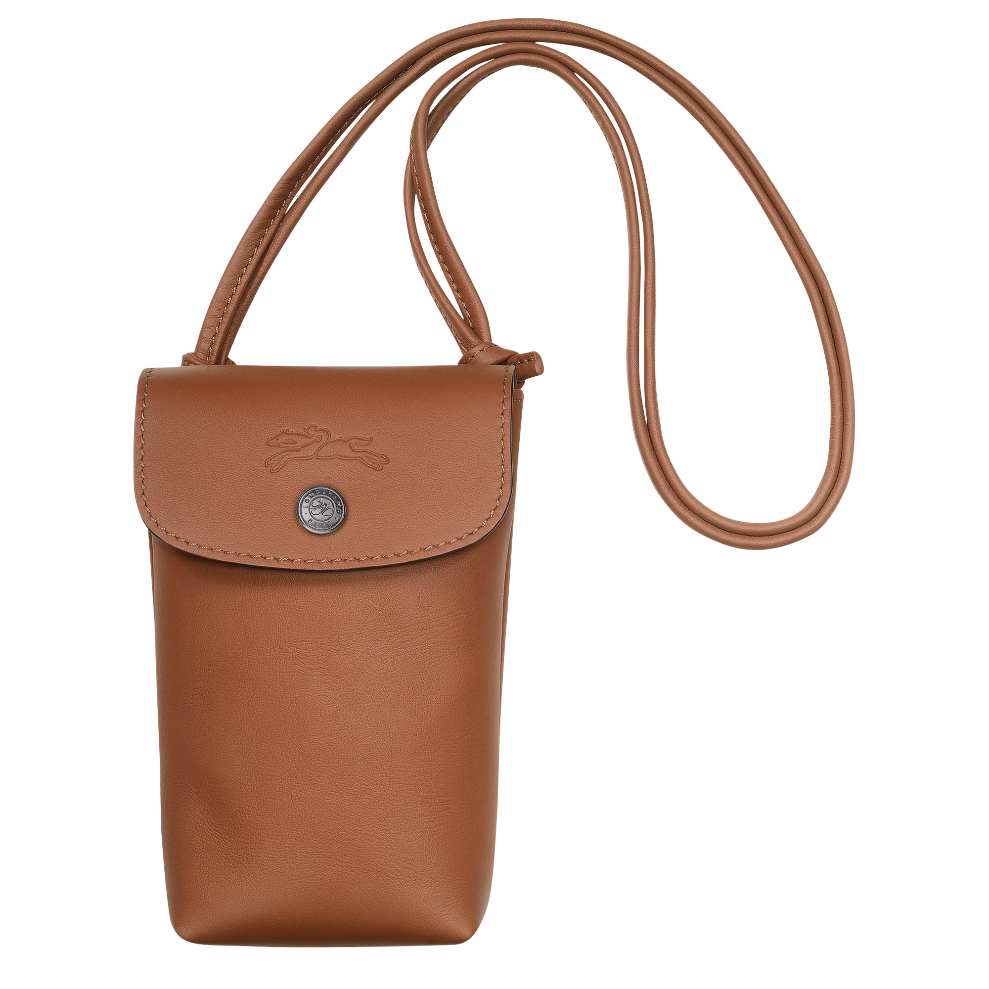Le Pliage Xtra Phone case with leather lace / Cognac - Leather