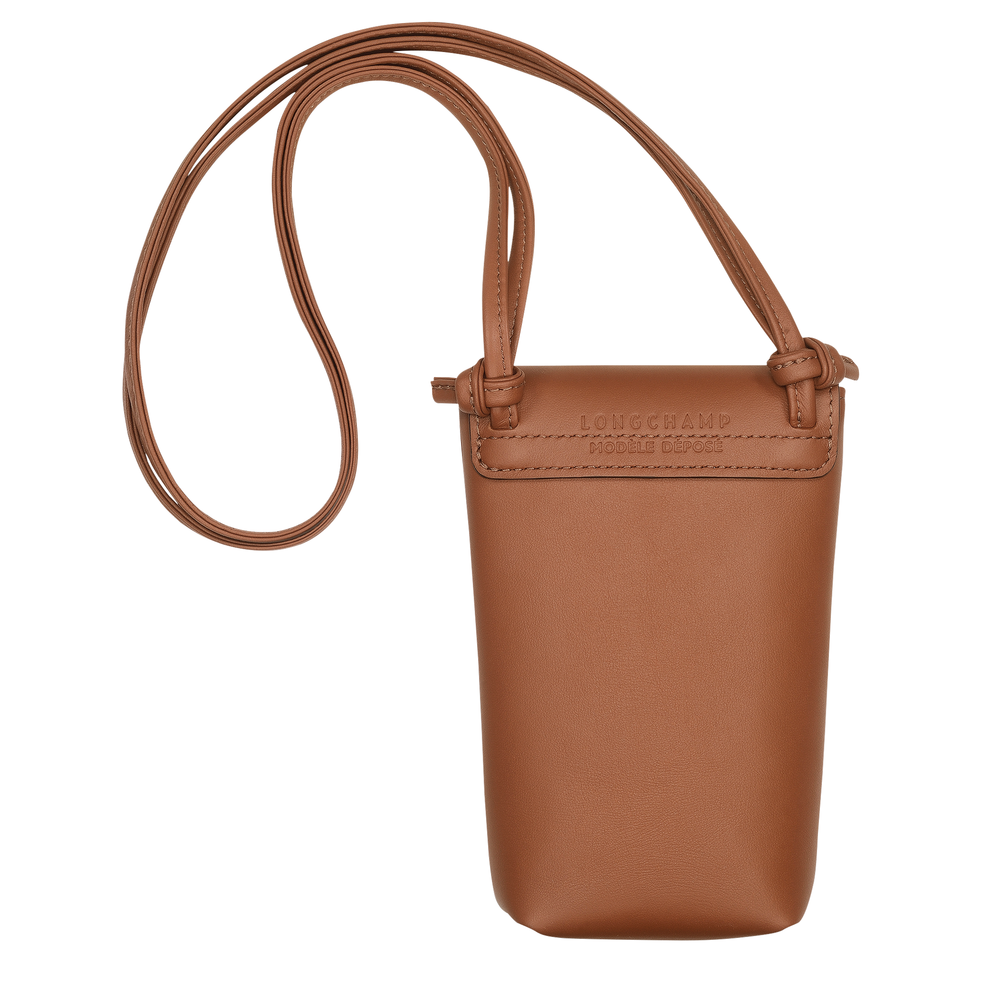 Le Pliage Xtra Phone case with leather lace / Cognac - Leather - 图片 4