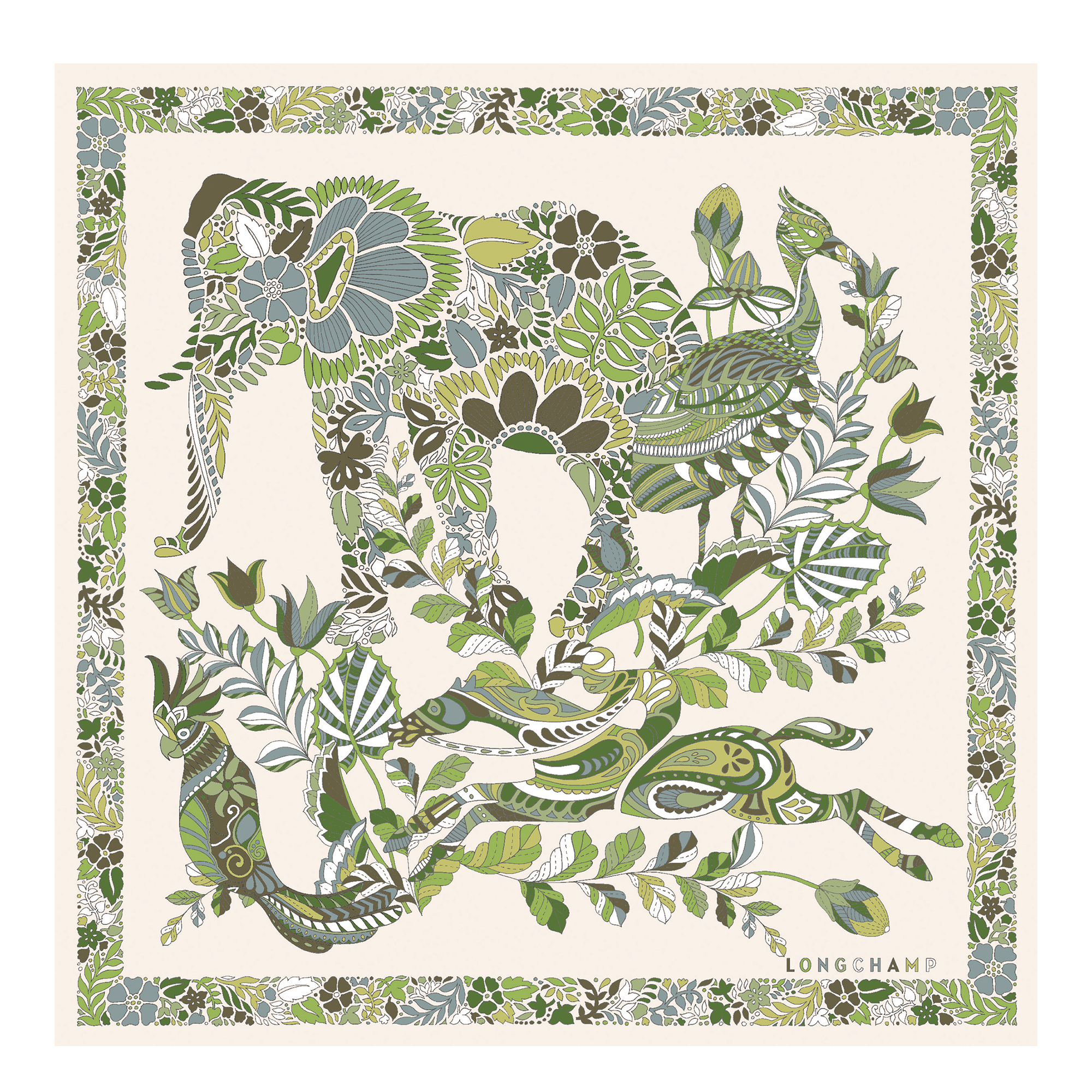 Forêt Longchamp Silk scarf 50 / Laurel - Silk