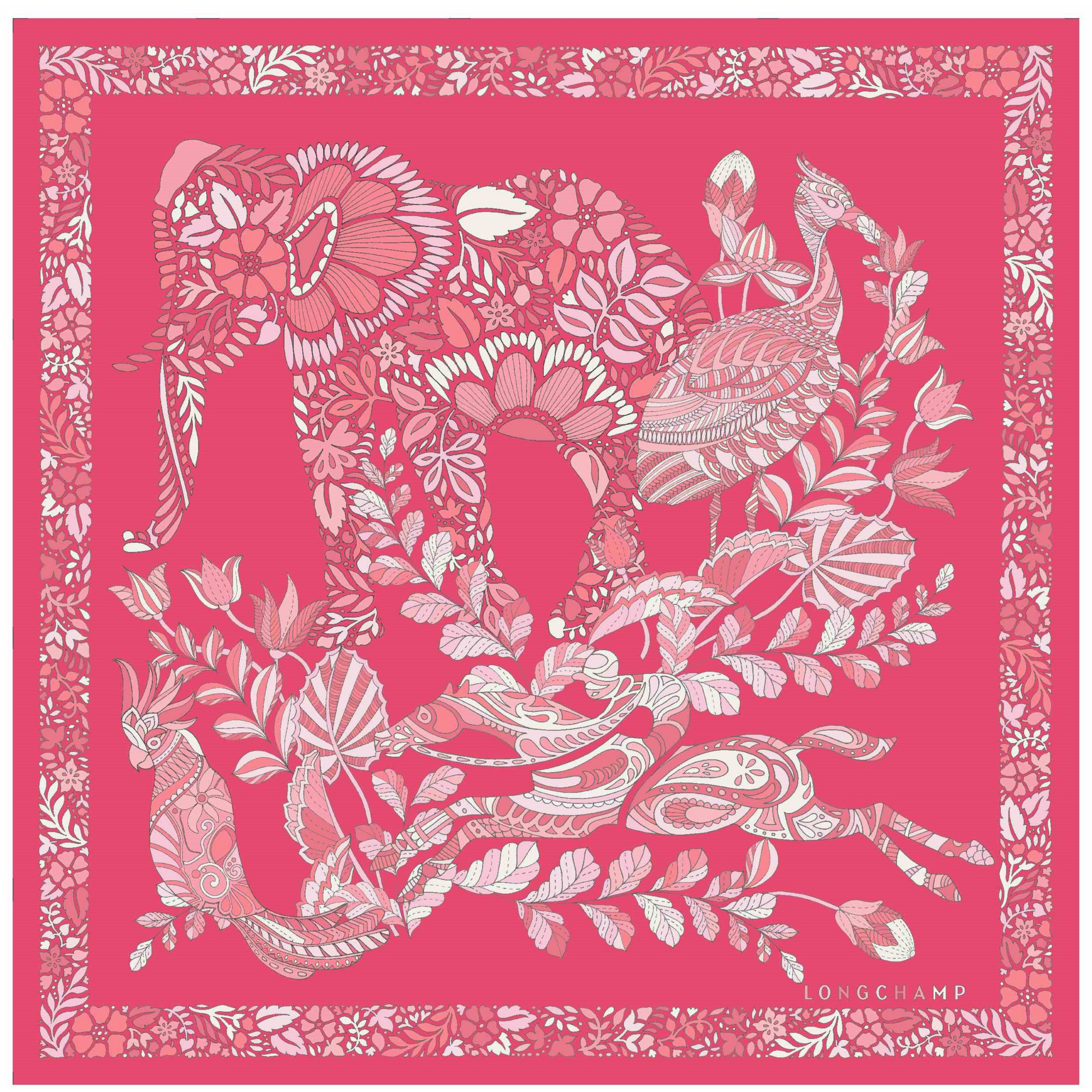 Forêt Longchamp Silk scarf 50 / Pink - Silk