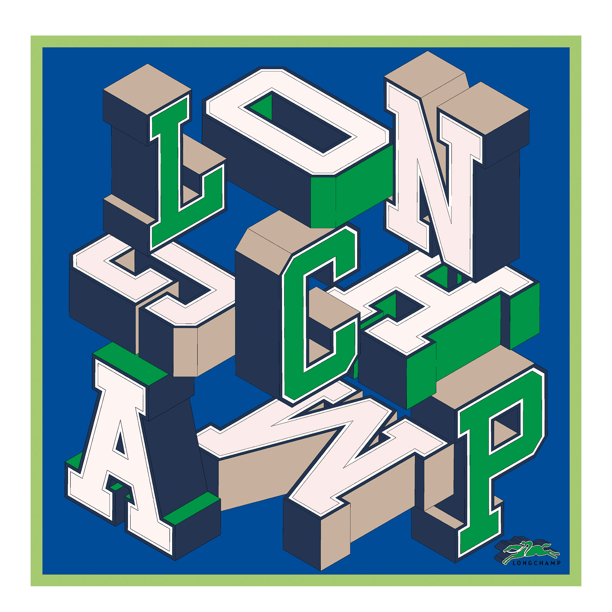 Longchamp University Silk scarf 70 / Electric Blue - Silk