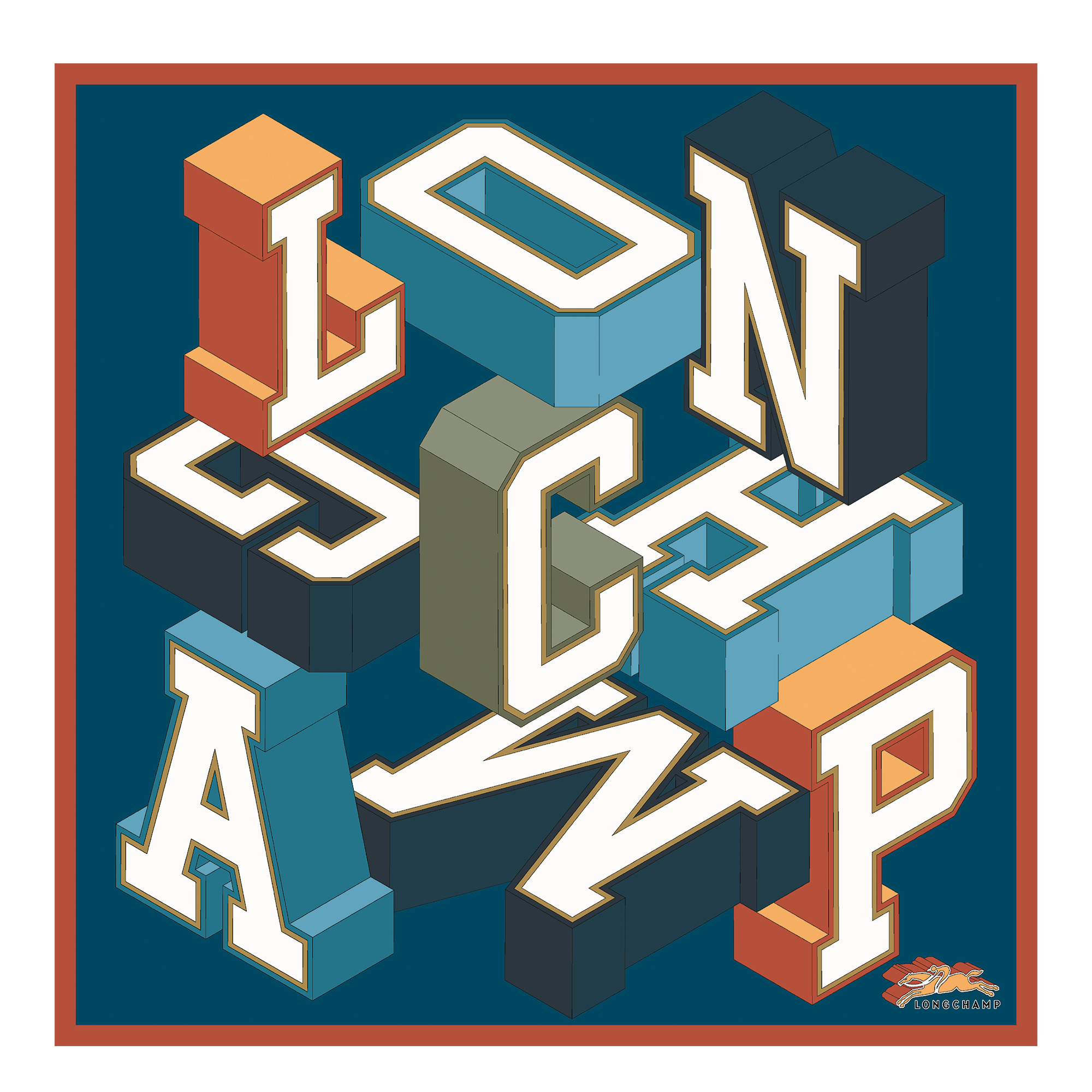 Longchamp University Silk scarf 70 / Peacock - Silk