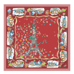 Equestrian Tower Silk scarf 50 / Terracotta - Silk