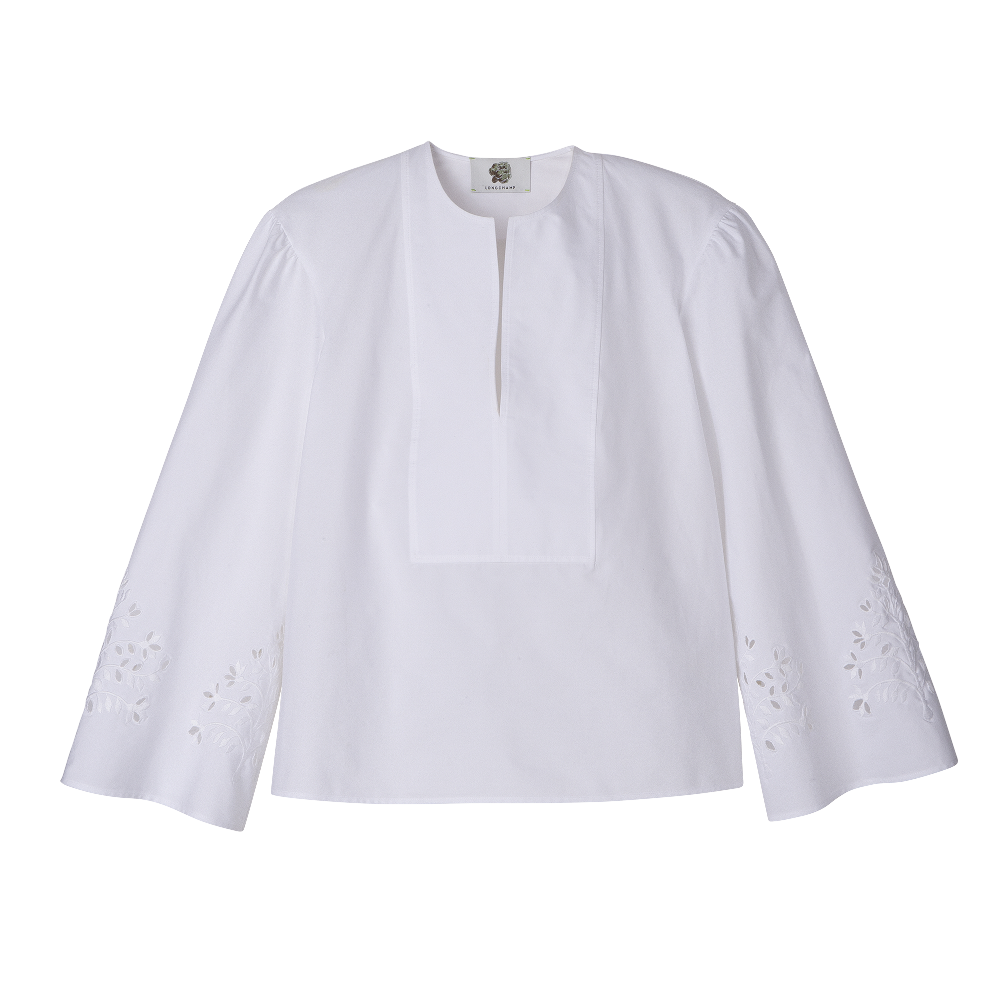 Blouse / White - Poplin embroidered