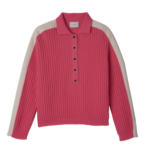 Polo collar jumper / Pink - Knit
