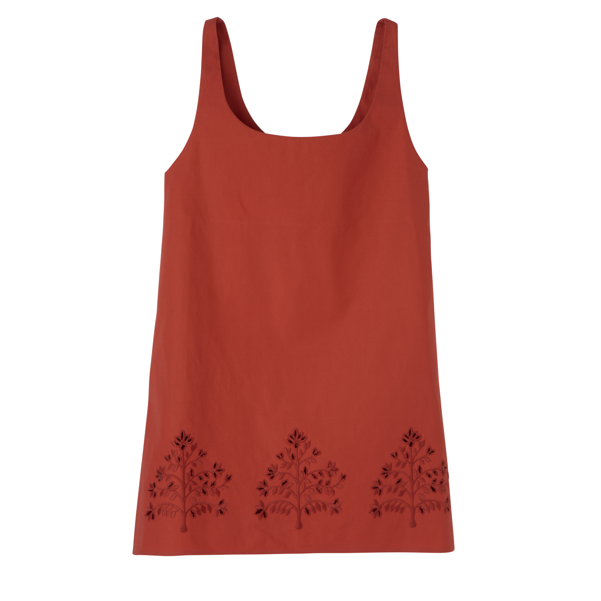 Dress / Tomato - Embroidered canvas