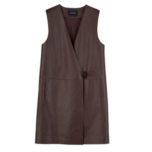 Sleeveless jacket / Ebony - Leather