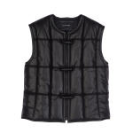 Sleeveless cardigan / Black - Leather