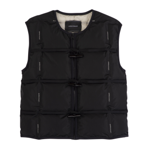 Sleeveless cardigan / Black - Quilted techno-taffeta