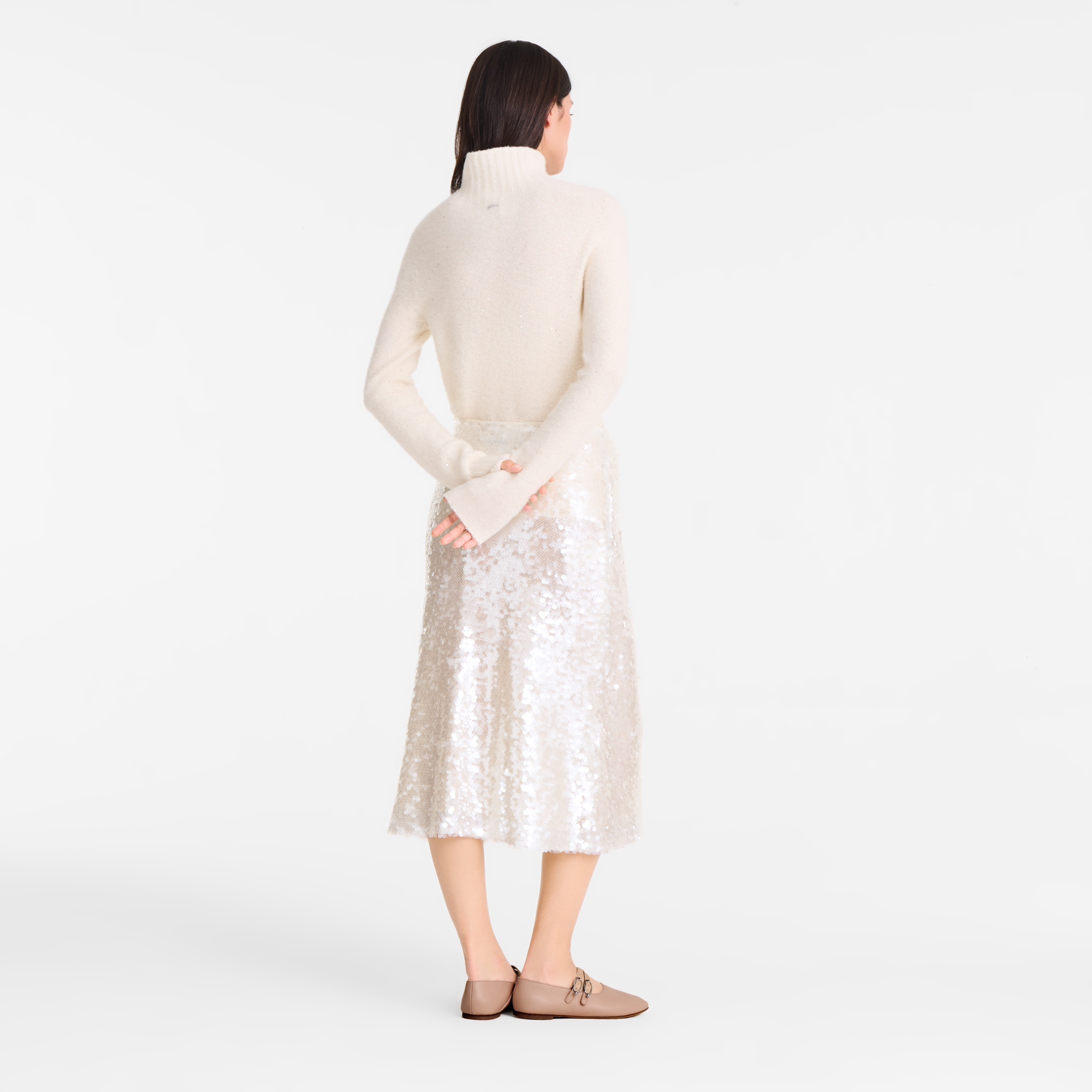 Midi skirt / Ivory - Sequin - 图片 3