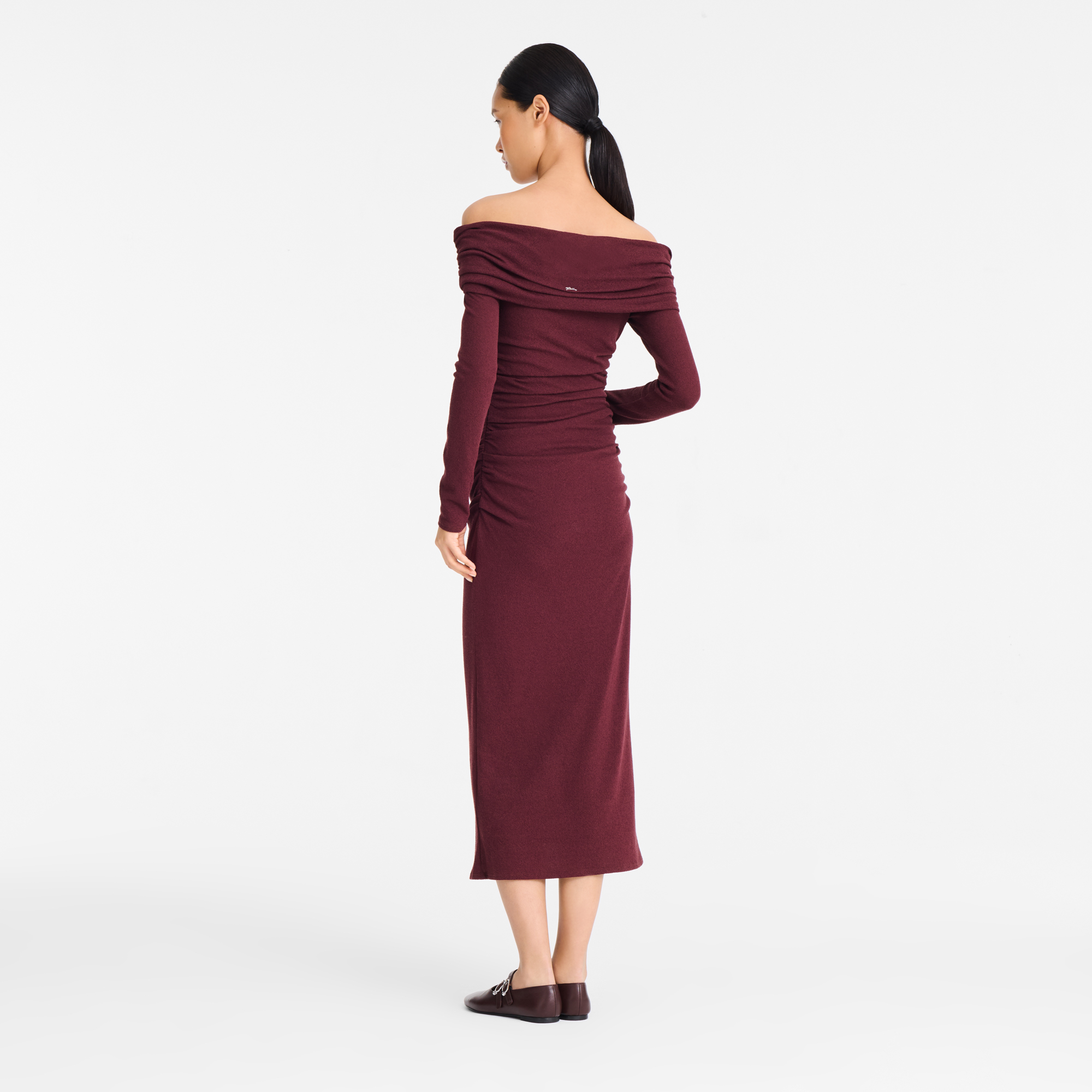 Long dress / Burgundy - Crepe jersey - 图片 3