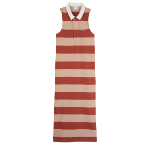 Polo dress / Cream/Coral - Striped jersey