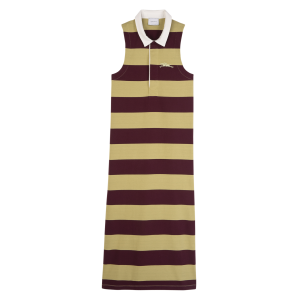 Polo dress / Pistachio/Burgundy - Striped jersey
