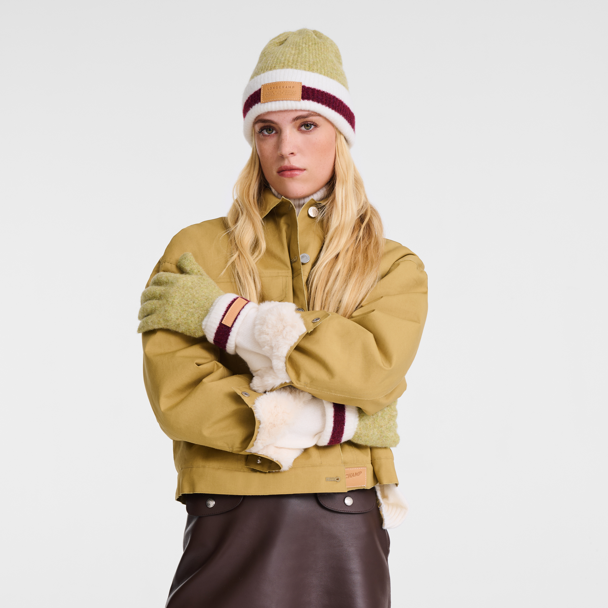 Beanie / Pistachio/Burgundy - Knit