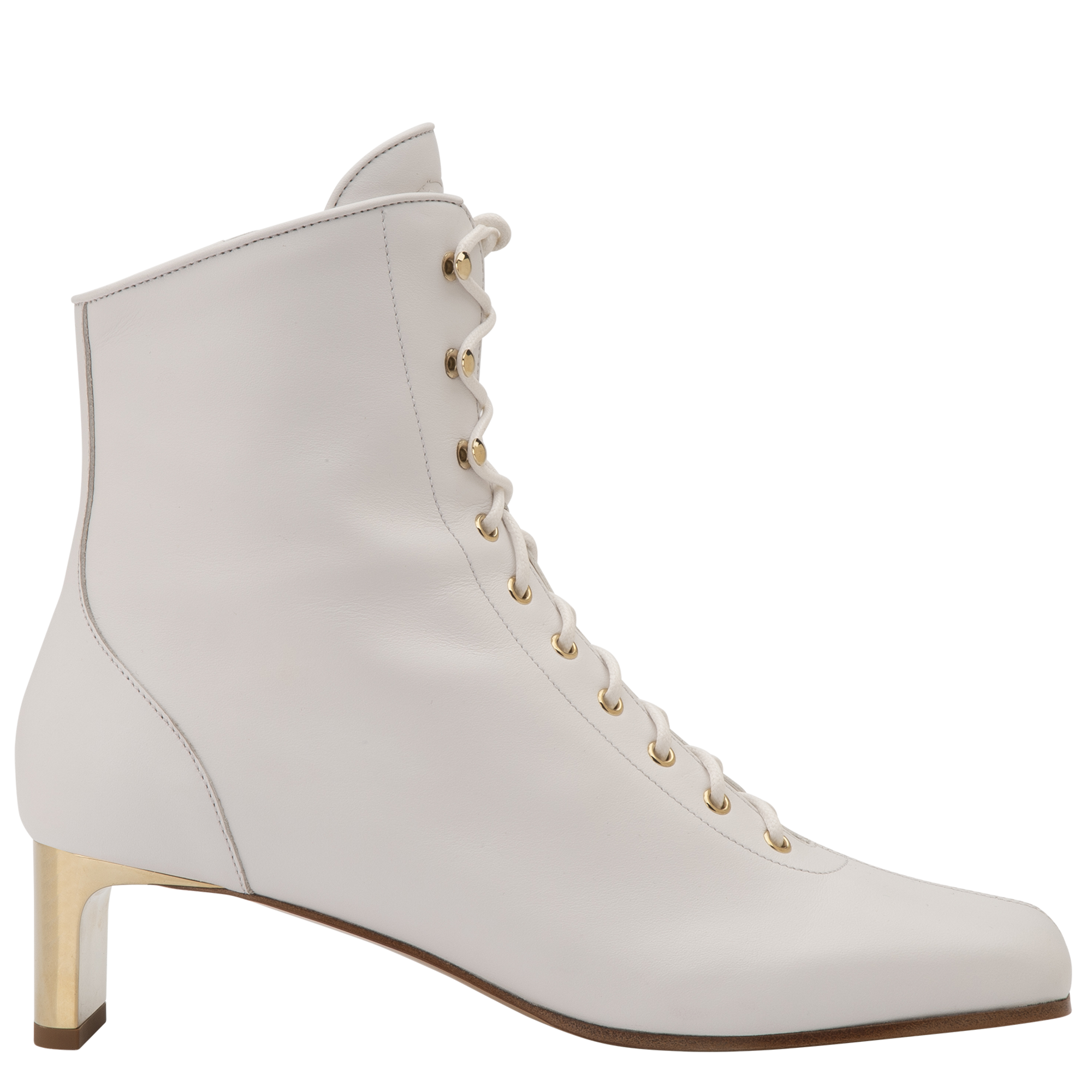 La Patineuse High heel low boots / White - Leather