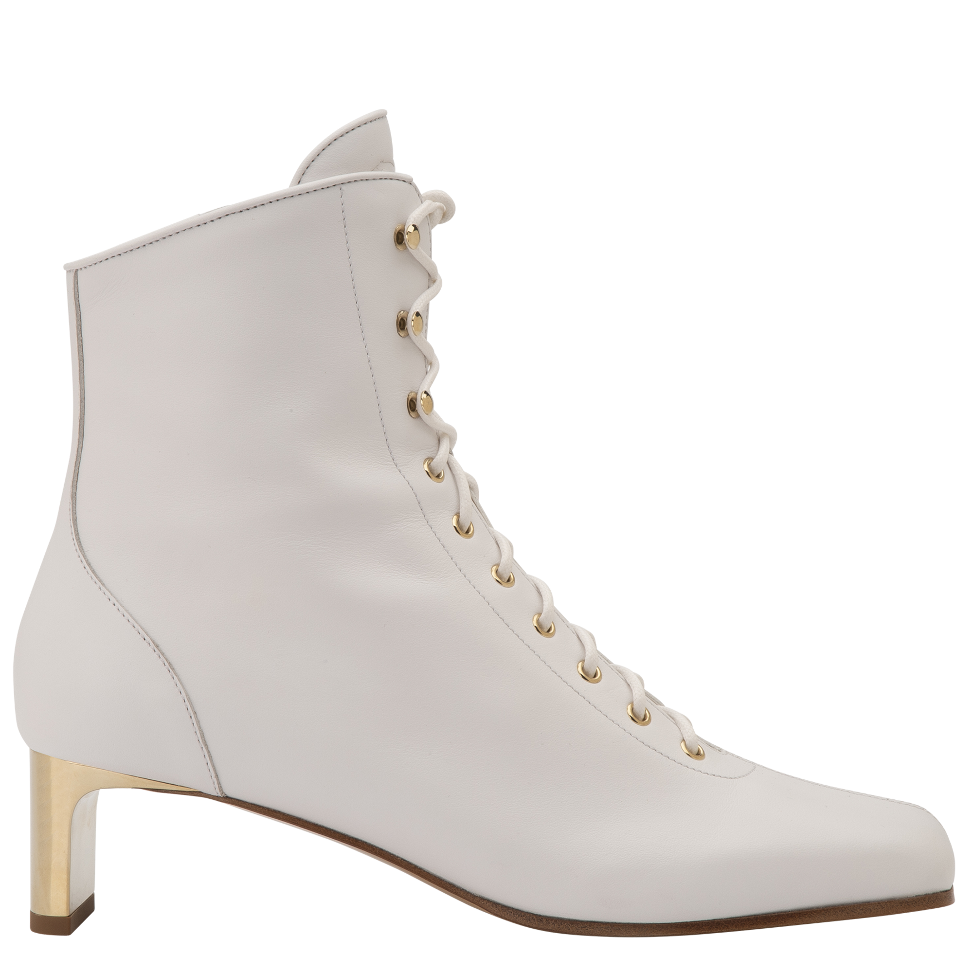 La Patineuse High heel low boots / White - Leather