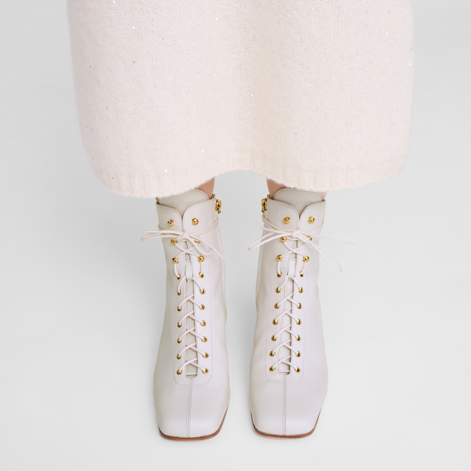 La Patineuse High heel low boots / White - Leather - 图片 2