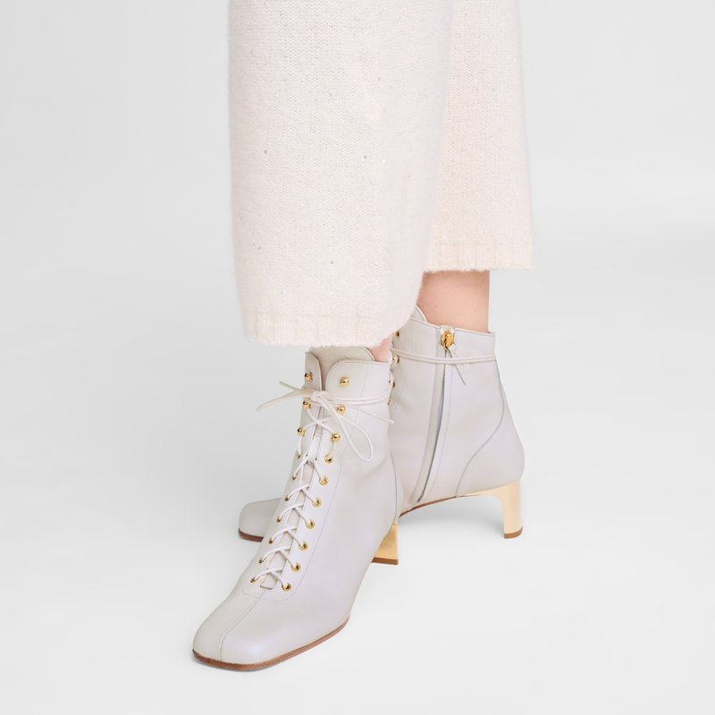 La Patineuse High heel low boots / White - Leather - 图片 7