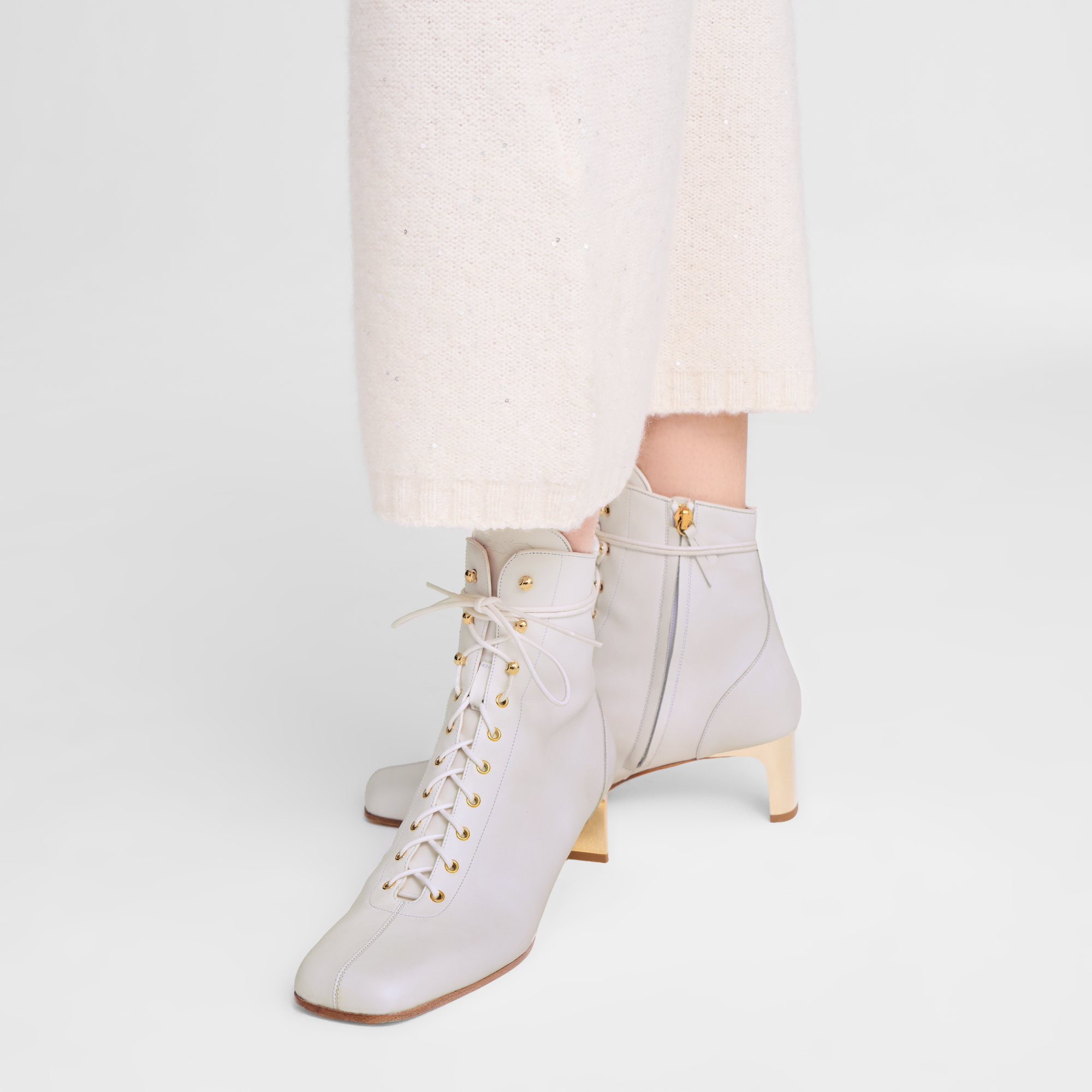 La Patineuse High heel low boots / White - Leather - 图片 5