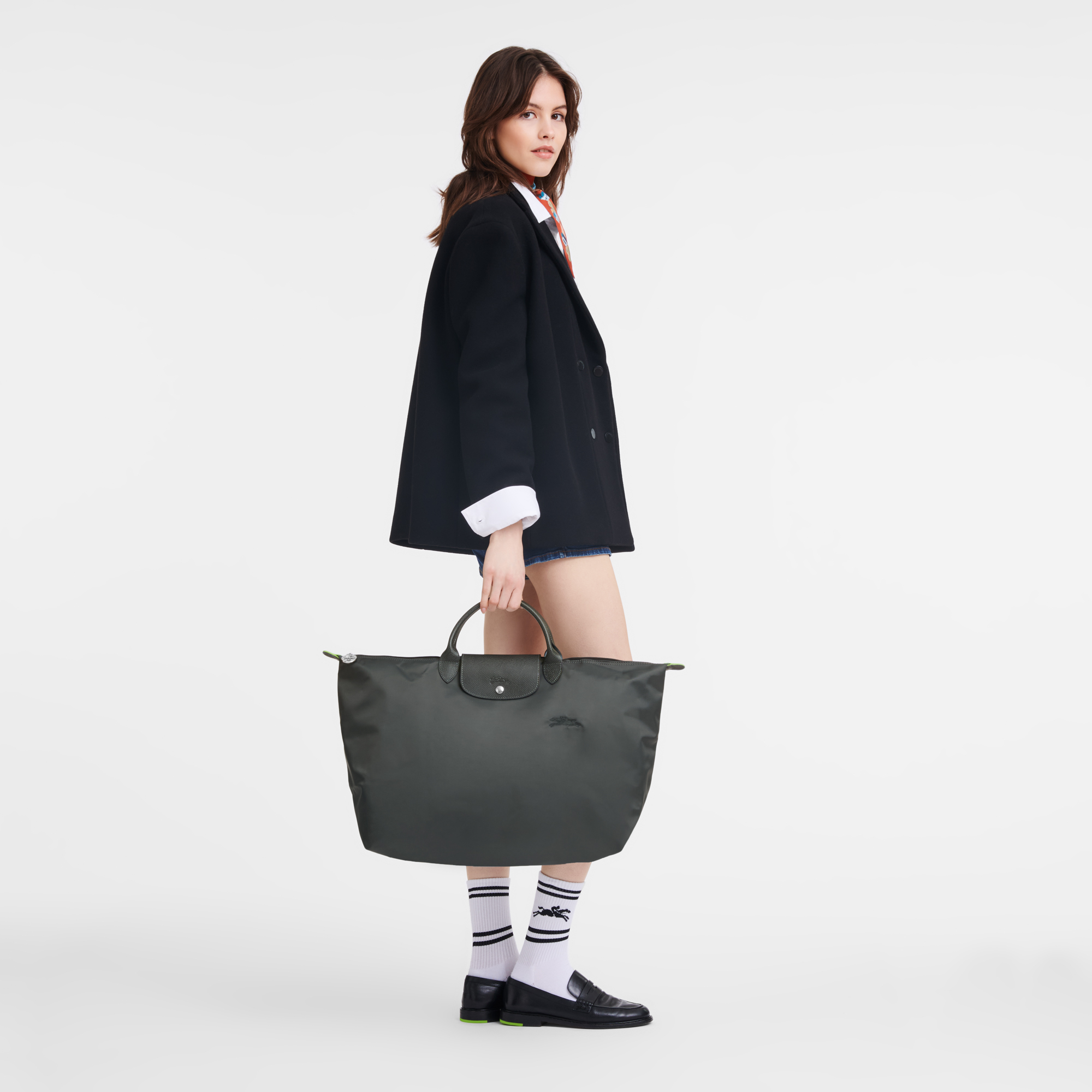Le Pliage Green L Travel bag / Graphite - Recycled canvas - 图片 2