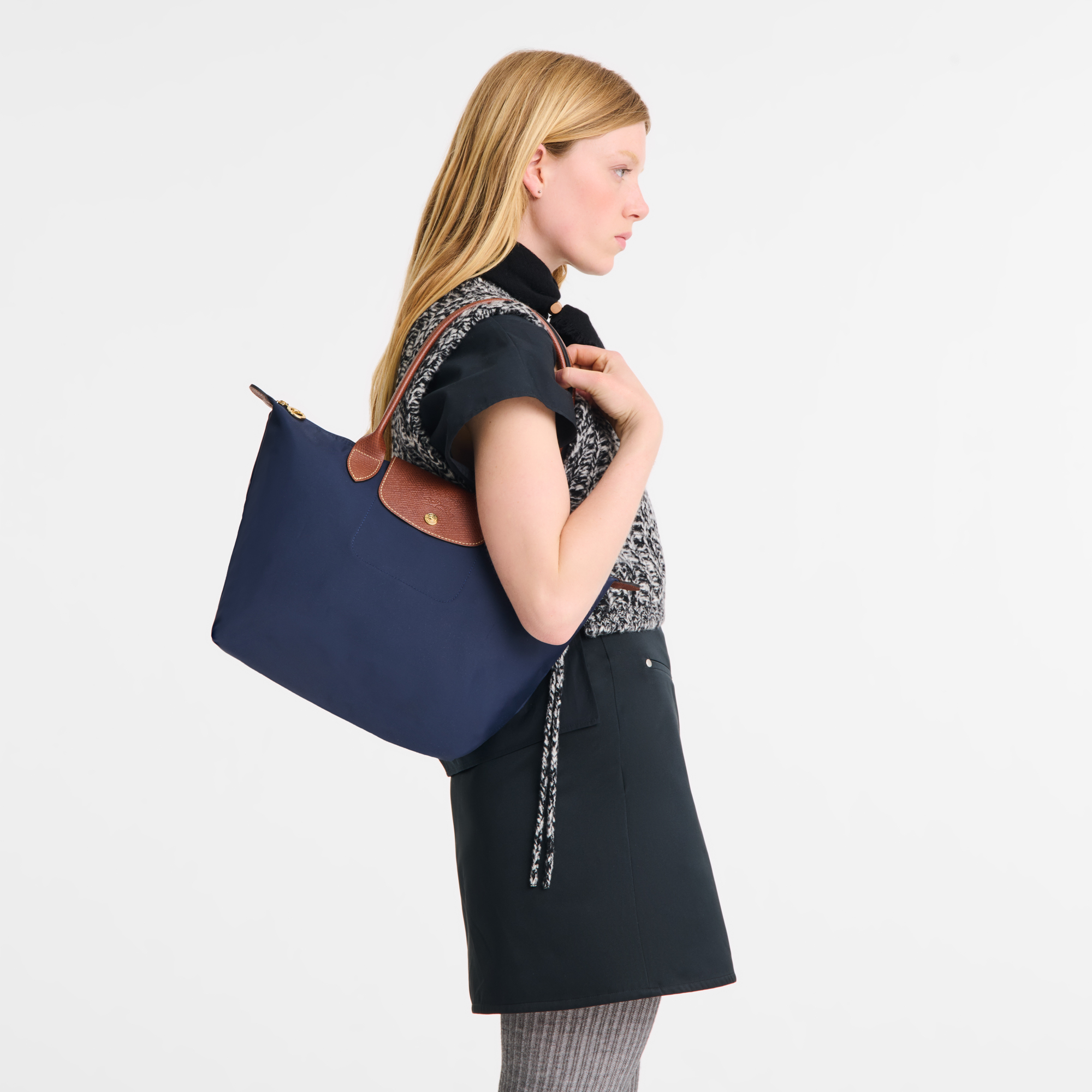 Le Pliage Original M Tote bag / Navy - Recycled canvas - 图片 2