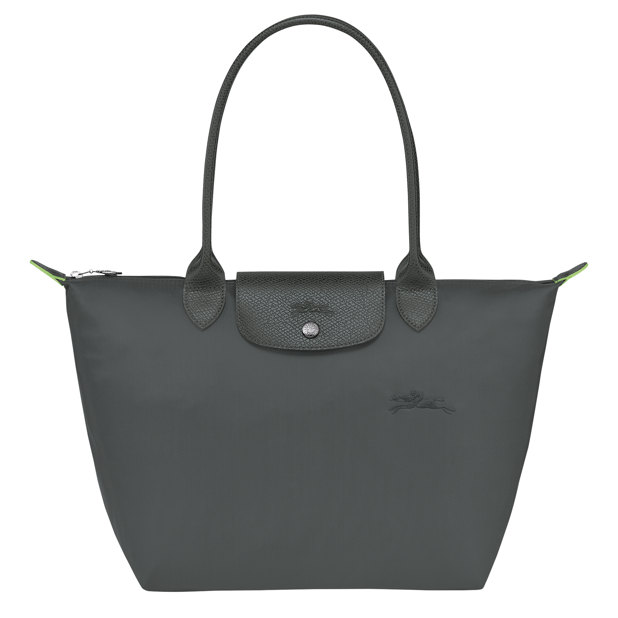 Le Pliage Green M Tote bag / Graphite - Recycled canvas