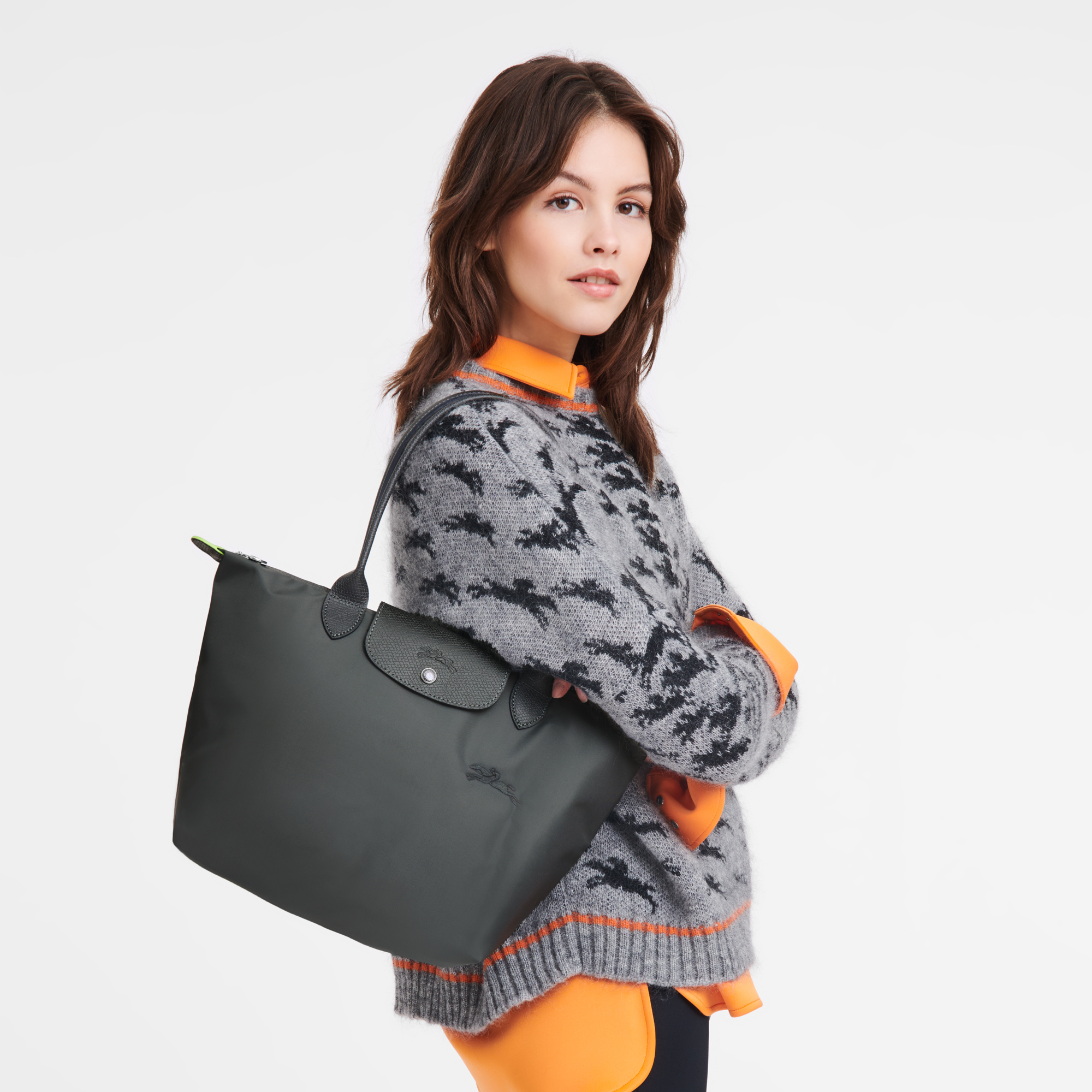Le Pliage Green M Tote bag / Graphite - Recycled canvas - 图片 2
