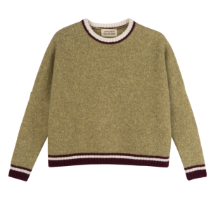 Round collar jumper / Pistachio/Burgundy - Knit